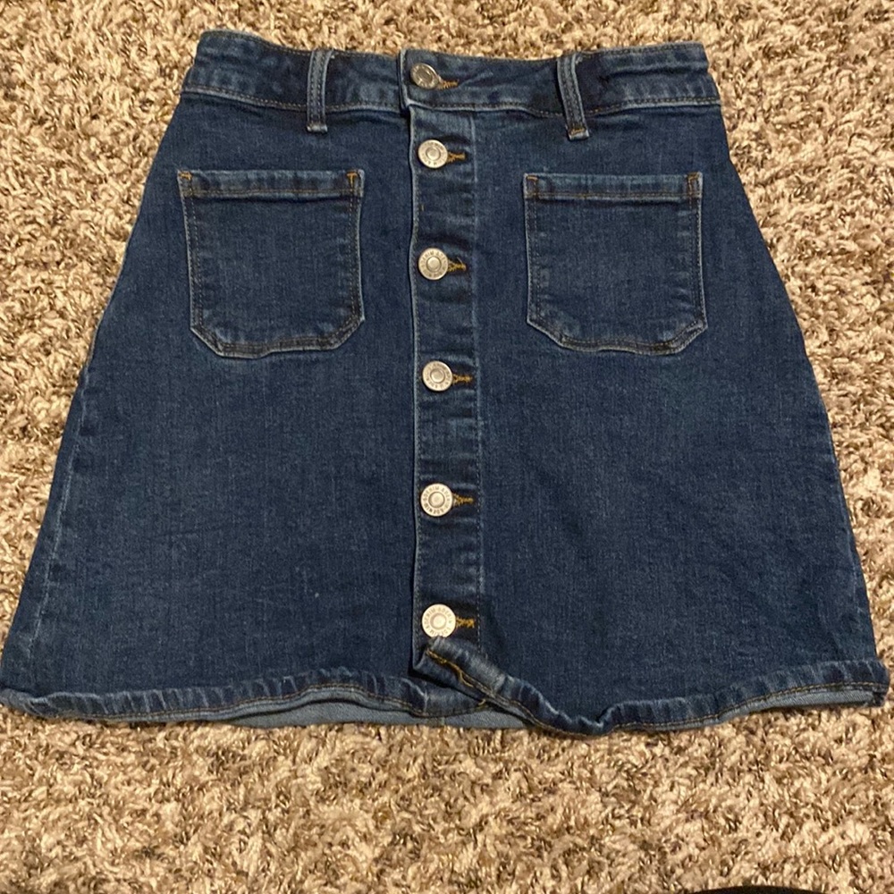 Blue button up jean skirt, H&M 11-12y